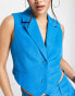 Фото #6 товара Something New x Emilia Silberg tailored cropped waistcoat co-ord in bright blue