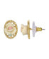 ფოტო #2 პროდუქტის 14K Gold Plated Rose Oval Lattice Button Earrings