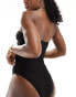 South Beach textured bandeau ring front cut out swimsuit in black