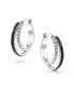 Black White Circle Cubic Zirconia Pave CZ Prom Double Hoop Earrings For Women 1.5 Inch Diameter