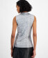 Фото #2 товара Women's Sleeveless Foil-Print Blouse, Created for Macy's