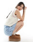 ASOS DESIGN knitted tank with tipping in cream Бежевый, L - EU 44-46 - фото #4