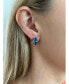 ფოტო #3 პროდუქტის Rhodium Three Stone Cluster London Blue + Peridot + Sapphire Crystal Earrings