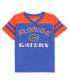 ფოტო #2 პროდუქტის Girls Toddler Royal, Orange Florida Gators Piecrust Promise Striped V-Neck T-shirt