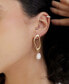 ფოტო #3 პროდუქტის Open Circle 18K Gold-Plated and Cultured Freshwater Pearl Dangle Earrings