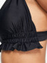 Фото #3 товара ASOS DESIGN Fuller Bust mix and match ruffle triangle bikini top with clasp back in black