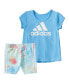 Фото #1 товара Костюм для малышей Adidas, Комплект adidas девочка футболка с короткими рукавами и шорты для велосипедов, 2 шт.