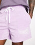 ASOS DESIGN oversized towelling shorts with embroidery in purple