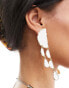 ASOS DESIGN drop earrings with white enamel detail in gold tone