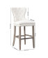 Tufted Upholstered Velvet Bar Stool with Metal Footrest