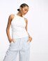 Vila racer neck slinky vest top in white