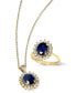 Фото #5 товара Royalty Inspired by EFFY® Sapphire (1-9/10 ct. t.w.) and Diamond (3/8 ct. t.w.) Oval Pendant in 14k White Gold and 14k Yellow Gold, Created for Macy's (Also available in Emerald)