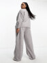 Фото #2 товара ASOS DESIGN Curve exclusive lounge borg sweat & wide leg trouser set in grey