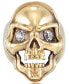 Men's Cubic Zirconia Skull Ring in Yellow Ion-Plated Stainless Steel