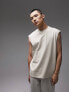 Topman oversized fit sleeveless t-shirt in stone