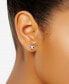 ფოტო #2 პროდუქტის Freshwater Pearl (5mm), Lab-Grown Blue Sapphire (1/3 ct. t.w.), & Cubic Zirconia Halo Stud Earrings in Sterling Silver, Created for Macy's