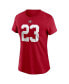 ფოტო #3 პროდუქტის Women's Christian McCaffrey Scarlet San Francisco 49ers Player Name and Number T-shirt