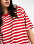 ASOS DESIGN textured oversized t-shirt in red and cream stripe