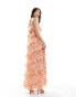 Pretty Lavish halterneck ruffle maxi dress in terracotta floral