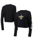 ფოტო #1 პროდუქტის Women's Black New Orleans Saints Crop Long Sleeve T-shirt