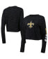 Women's Black New Orleans Saints Crop Long Sleeve T-shirt