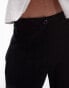 Topshop low slung linen button trouser in black