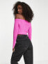 Фото #3 товара ASOS DESIGN bardot jumper with hot fix diamante detail in pink