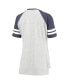 Фото #2 товара Women's Heathered Gray and Navy Cleveland Indians Team Goal Line Raglan V-Neck T-shirt