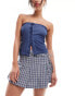 COLLUSION wrap mini kilt in blue check