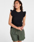 Фото #1 товара Women's Ruffle-Sleeve Knit Top, Created for Macy's