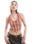 Фото #1 товара Daisy Street ruched vintage check v-neck vest in orange