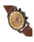 Quartz Ryker Camel Face Chronograph Genuine Brown Leather Watch 45mm
