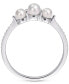 ფოტო #3 პროდუქტის Cultured Freshwater Pearl (3 & 6-1/2mm) & Diamond Accent Ring in 14k White Gold