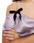 Фото #4 товара Miss Selfridge satin cowl bow detail mini dress in violet