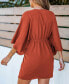 ფოტო #4 პროდუქტის Women's Light Brown V-Neck Kimono Sleeve Mini Beach Dress