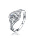 Sterling Silver Mounted Cubic Zirconia Solitaire with Halo Ring