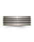 ფოტო #3 პროდუქტის Titanium Satin Black Enamel Striped Flat Wedding Band Ring