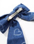 Sister Jane heart embellished hair bow clip in denim co-ord