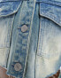 Фото #3 товара Kyo The Brand denim cropped jacket co-ord in blue bleach wash