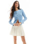 Фото #1 товара ASOS DESIGN supersoft crew rib neck cardigan in baby blue