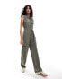 Фото #4 товара Mango sleeveless button up jumpsuit in khaki