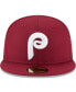 Фото #4 товара Men's Maroon Philadelphia Phillies Cooperstown Collection Wool 59FIFTY Fitted Hat