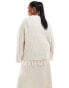 4th & Reckless Plus wool mix tassel edge wide sleeve jumper co-ord in cream Бежевый, 48 - фото #4