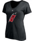 ფოტო #3 პროდუქტის Women's Andrei Svechnikov Black Carolina Hurricanes Alternate Authentic Stack Name and Number V-Neck T-shirt