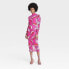 Фото #1 товара Black History Month Sammy B Women's Long Sleeve Mesh Bodycon Dress - Pink Floral