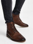 ASOS DESIGN brogue boots in tan leather with natural sole