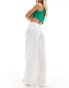 Фото #3 товара Stradivarius Petite tailored cotton super wide leg trouser in white