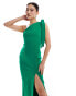 Фото #1 товара Vesper one shoulder tie detail maxi dress with thigh split in green