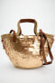 Sequinned basket bag