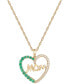 Emerald (3/8 ct. t.w.) & Diamond (1/8 ct. t.w.) Mom 18" Pendant Necklace in 14k Gold